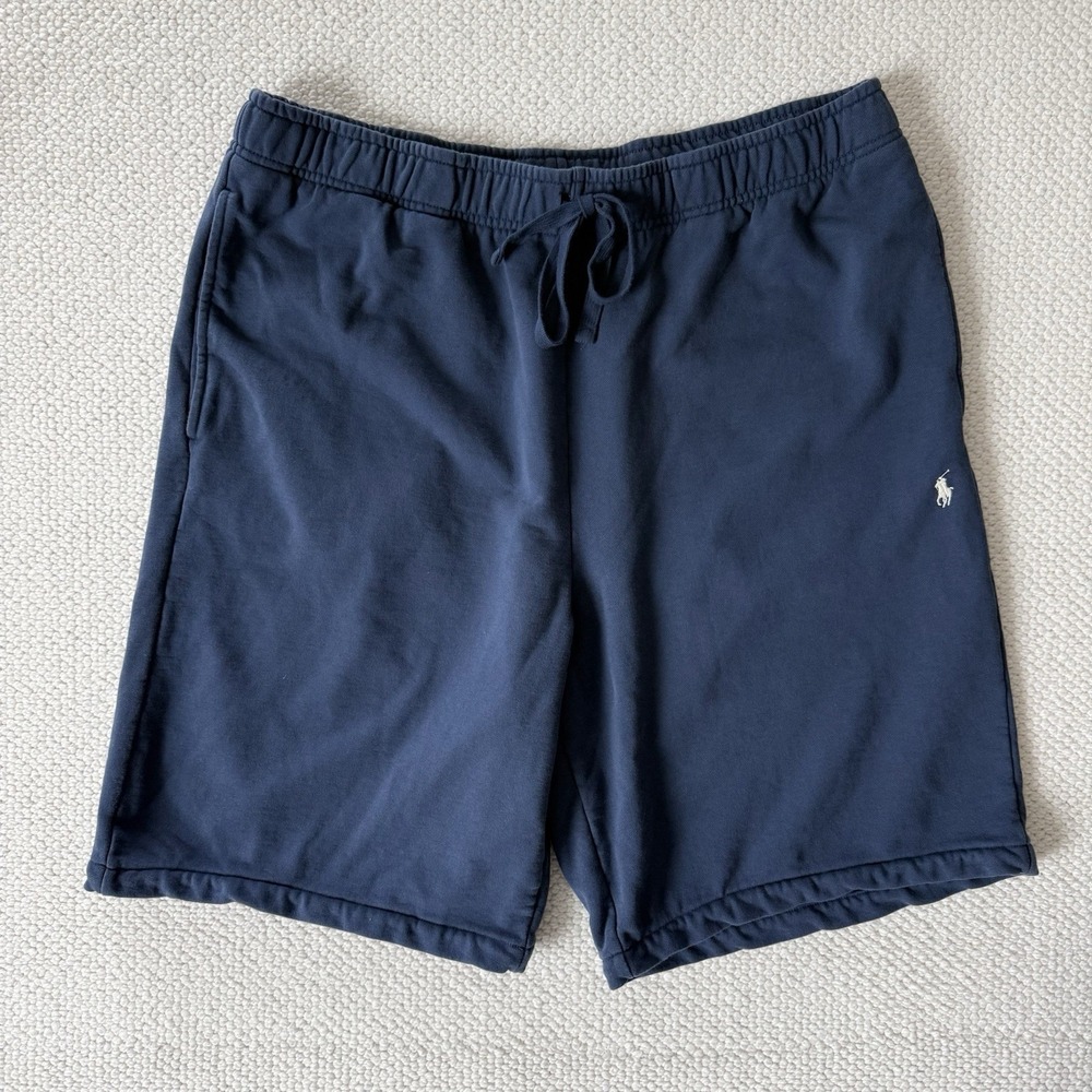 Polo Ralph Lauren Mens Sweat Shorts 3XLT Big Tall Navy Blue Pony Drawstring EUC
